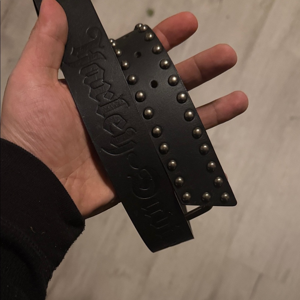 Harley-Davidson Black Leather Belt with Silver Accents